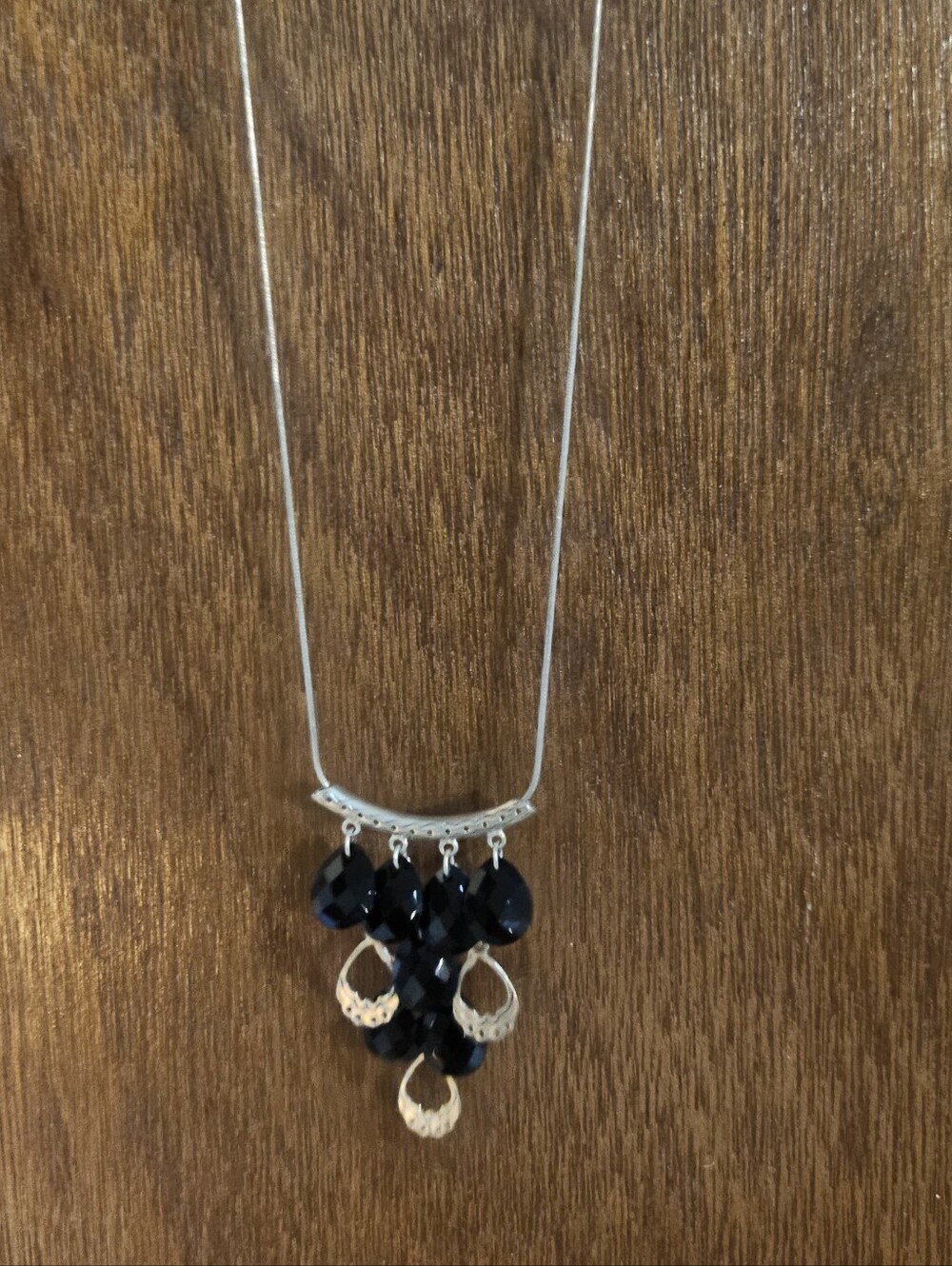 Silpada "All On Black" Sterling Silver Agate Necklace. 18" Long